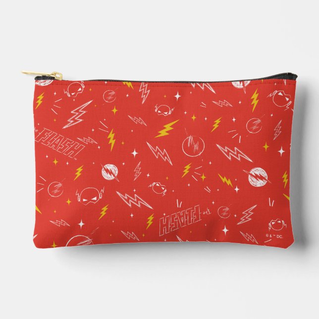 Flash Lightning Icon and Doodle Pattern Accessory Pouch (Front)