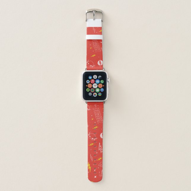 Flash Lightning Icon and Doodle Pattern Apple Watch Band (Front)