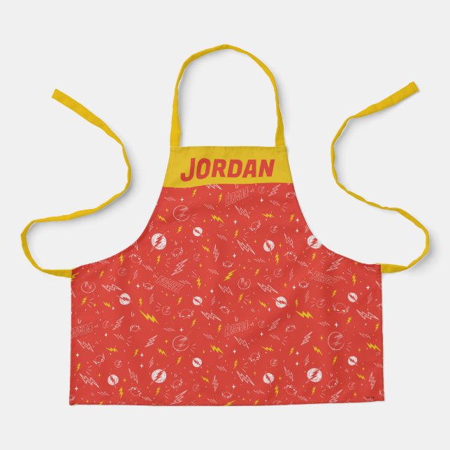 Flash Lightning Icon and Doodle Pattern Apron (Front)