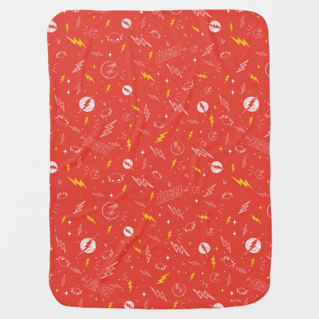 Flash Lightning Icon and Doodle Pattern Baby Blanket (Front)