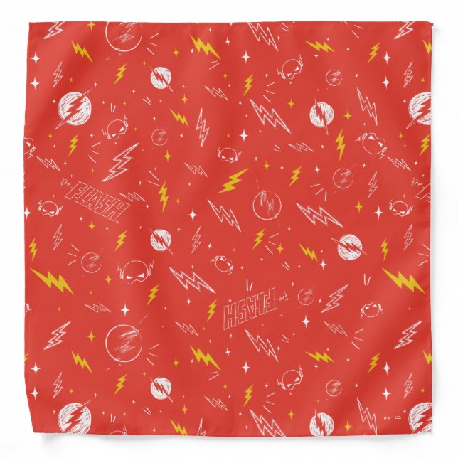 Flash Lightning Icon and Doodle Pattern Bandana (Front)