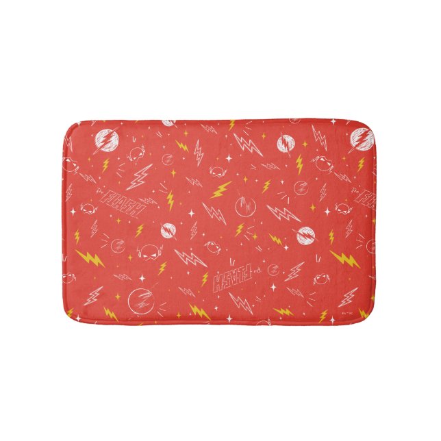 Flash Lightning Icon and Doodle Pattern Bath Mat (Front)