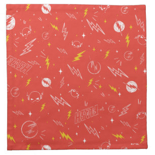 Flash Lightning Icon and Doodle Pattern Cloth Napkin
