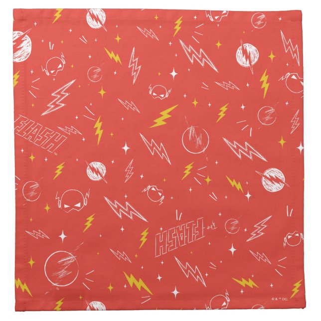 Flash Lightning Icon and Doodle Pattern Cloth Napkin (Front)