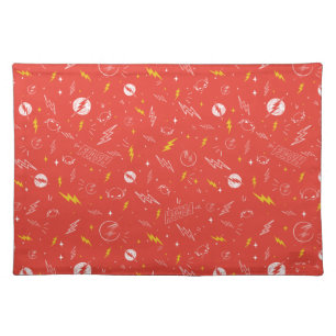 Flash Lightning Icon and Doodle Pattern Cloth Placemat