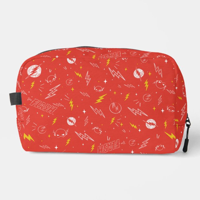 Flash Lightning Icon and Doodle Pattern Dopp Kit (Front)