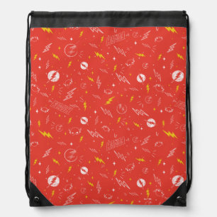 Flash Lightning Icon and Doodle Pattern Drawstring Bag