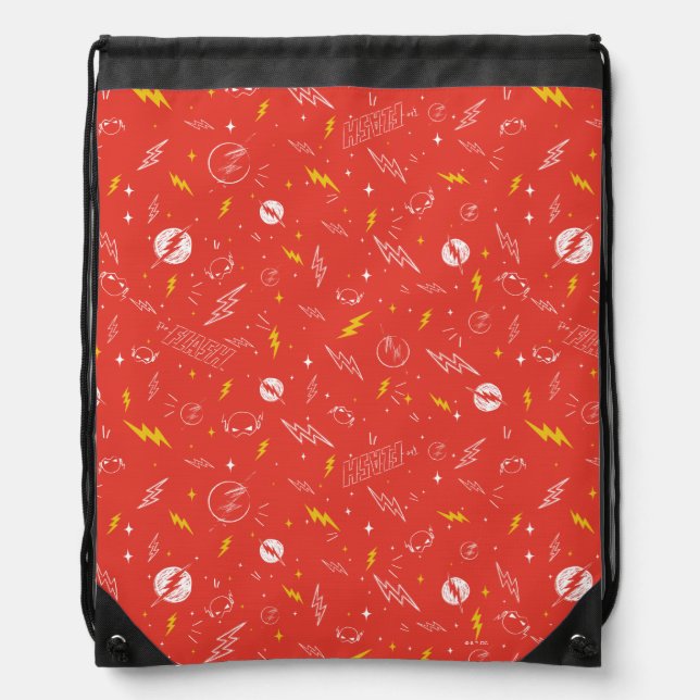 Flash Lightning Icon and Doodle Pattern Drawstring Bag (Front)
