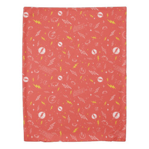 Flash Lightning Icon and Doodle Pattern Duvet Cover