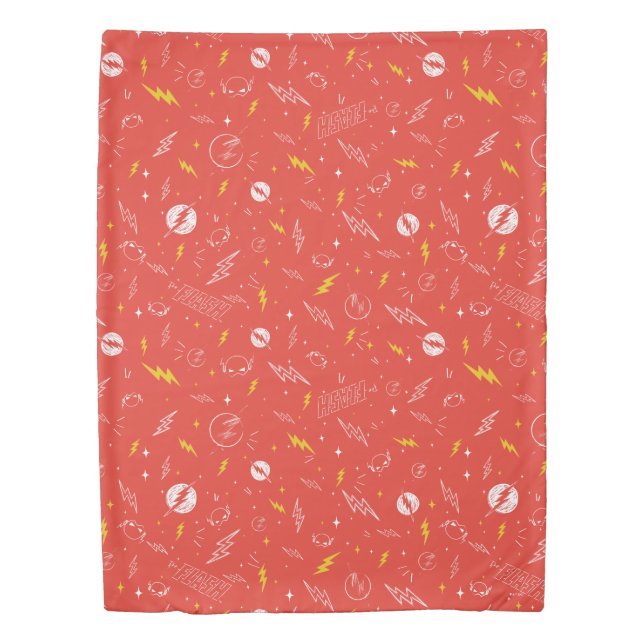 Flash Lightning Icon and Doodle Pattern Duvet Cover (Front)