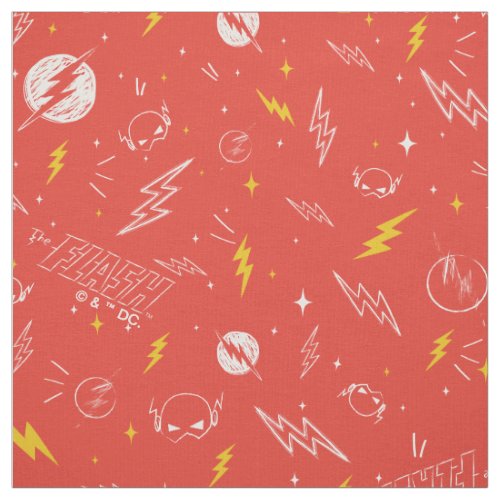 Flash Lightning Icon and Doodle Pattern Fabric