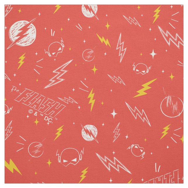 Flash Lightning Icon and Doodle Pattern Fabric (Swatch)