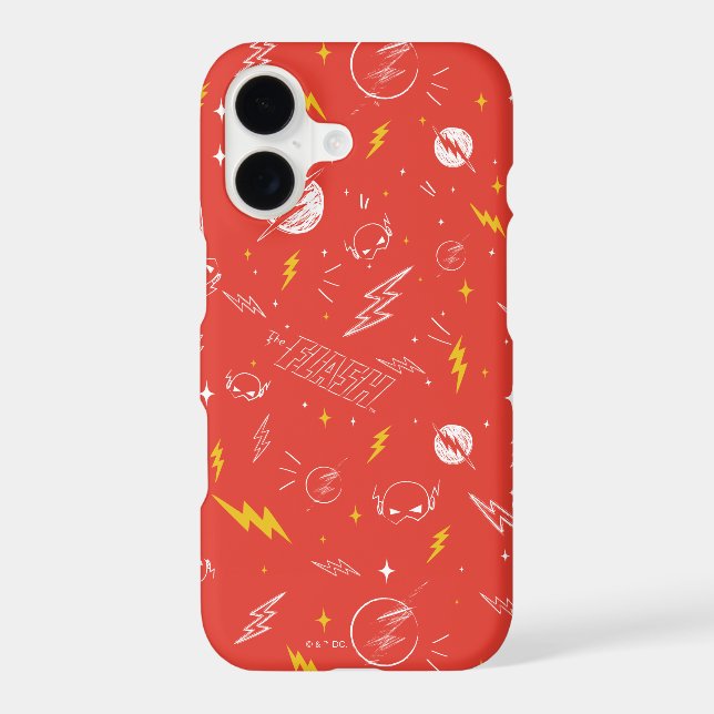 Flash Lightning Icon and Doodle Pattern iPhone Case (Back)