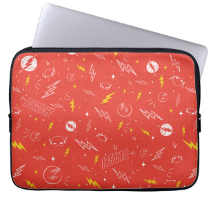 Flash Lightning Icon and Doodle Pattern Laptop Sleeve