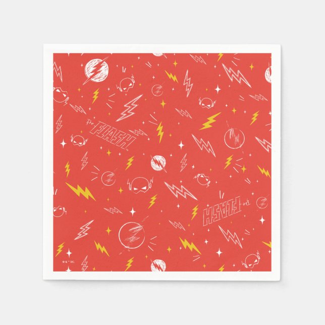 Flash Lightning Icon and Doodle Pattern Napkins (Front)