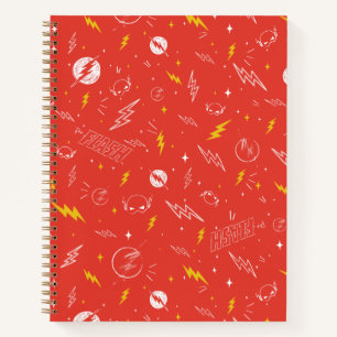 Flash Lightning Icon and Doodle Pattern Notebook