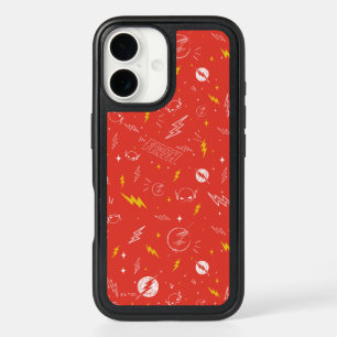Flash Lightning Icon and Doodle Pattern iPhone 16 Case