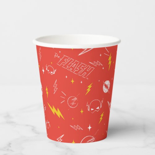 Flash Lightning Icon and Doodle Pattern Paper Cups