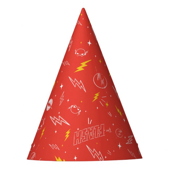 Flash Lightning Icon and Doodle Pattern Party Hat (Front)