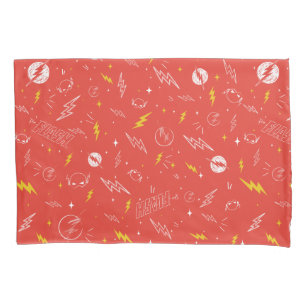 Flash Lightning Icon and Doodle Pattern Pillow Case