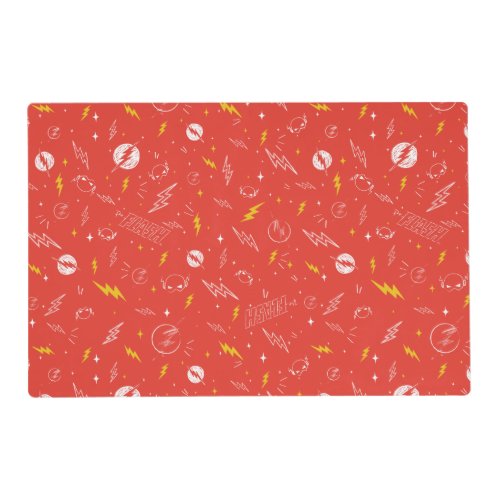 Flash Lightning Icon and Doodle Pattern Placemat