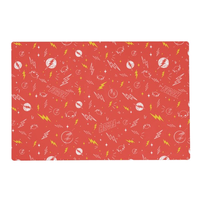 Flash Lightning Icon and Doodle Pattern Placemat (Front)