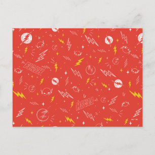 Flash Lightning Icon and Doodle Pattern Postcard
