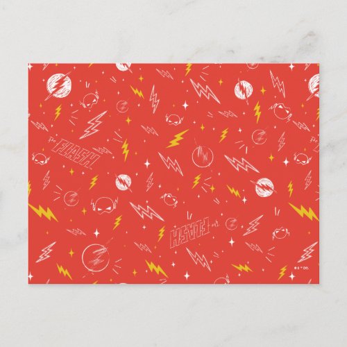 Flash Lightning Icon and Doodle Pattern Postcard