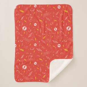Flash Lightning Icon and Doodle Pattern Sherpa Blanket