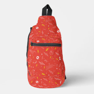 Flash Lightning Icon and Doodle Pattern Sling Bag