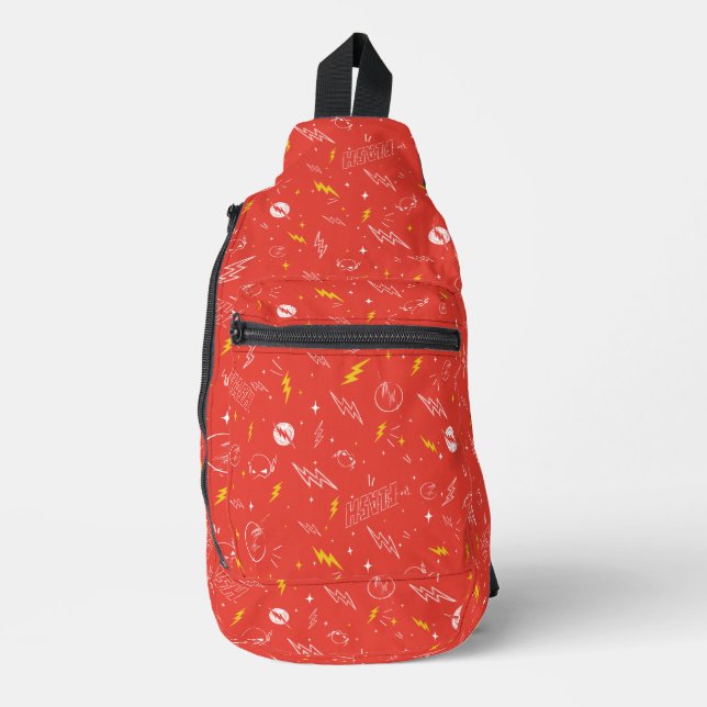 Flash Lightning Icon and Doodle Pattern Sling Bag (Front)