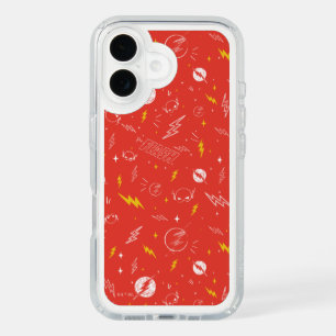 Flash Lightning Icon and Doodle Pattern iPhone 16 Case