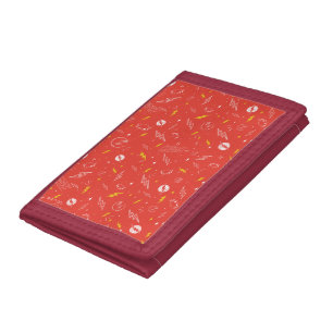 Flash Lightning Icon and Doodle Pattern Trifold Wallet