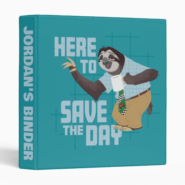 Flash Slothmore - Here to Save the Day 3 Ring Binder (Front/Spine)
