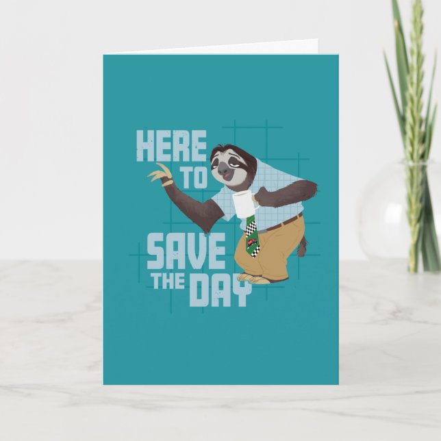 Flash Slothmore - Here to Save the Day Card (Front)