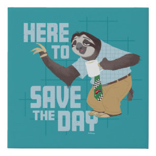 Flash Slothmore - Here to Save the Day Faux Canvas Print
