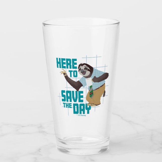 Flash Slothmore - Here to Save the Day Glass (Front)