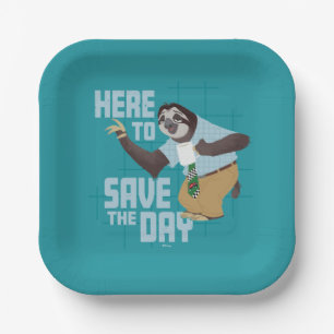 Flash Slothmore - Here to Save the Day Paper Plates