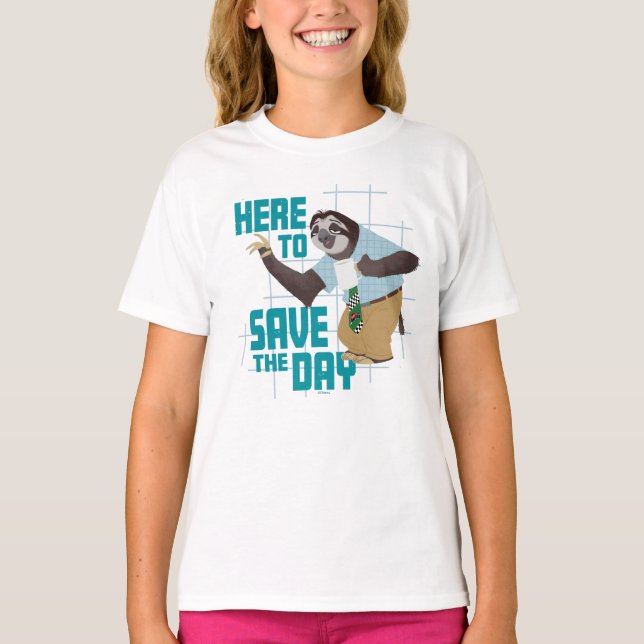 Flash Slothmore - Here to Save the Day T-Shirt (Front)