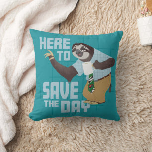 Flash Slothmore - Here to Save the Day Throw Pillow