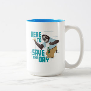 Flash Slothmore - Here to Save the Day Two-Tone Coffee Mug