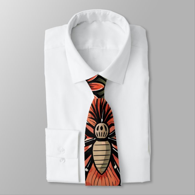 Flash Tattoo Spider Floral Custom Pattern Neck Tie (Tied)