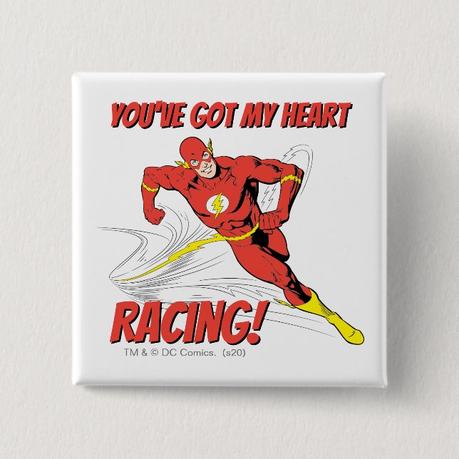 Flash - You've Got My Heart Racing Valentine Button (Front)
