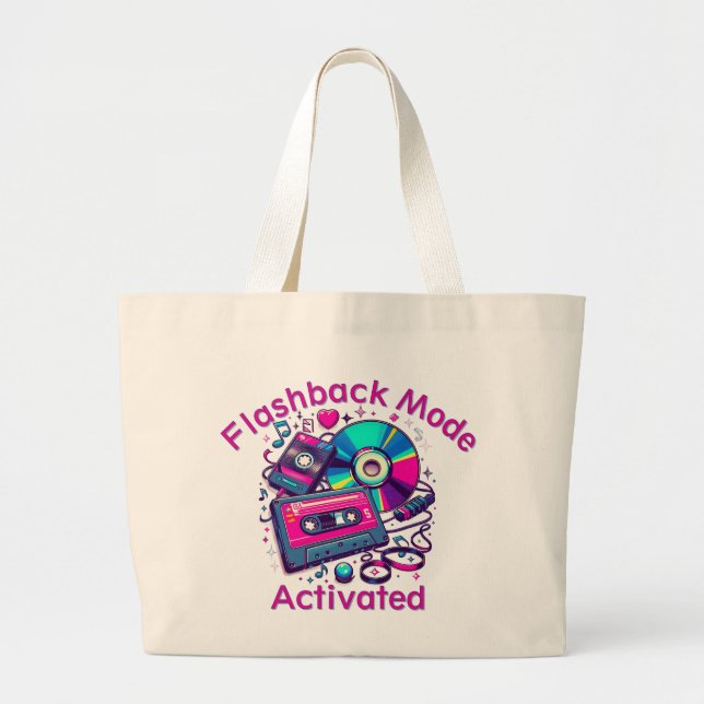 Flashback Mode: Activated – Retro Music Lover  Large Tote Bag (Front)
