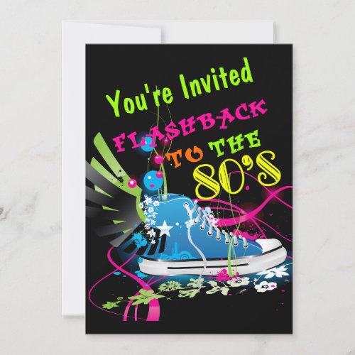Flashback To The 80's Neon Sneaker Custom Invitation