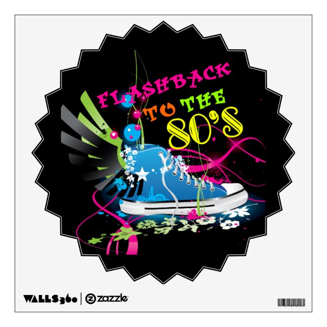 Flashback To The 80's Neon Sneaker Wall Decal (Front)