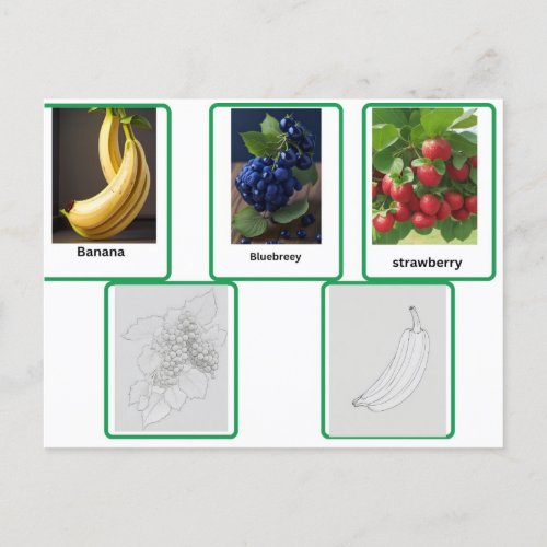 flashcards of  fruit kids and adult postcard