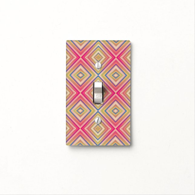Flashes Of Pinks Alternative Diamond Pattern Light Switch Cover (In Situ)