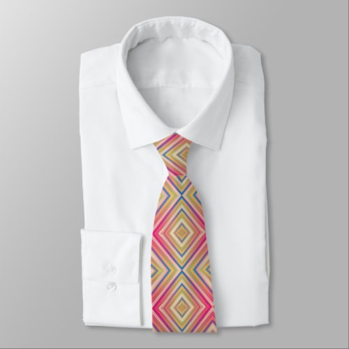 Flashes Of Pinks Alternative Diamond Pattern Neck Tie