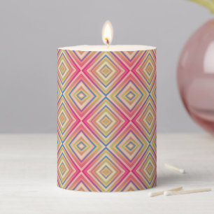 Flashes Of Pinks Alternative Diamond Pattern Pillar Candle